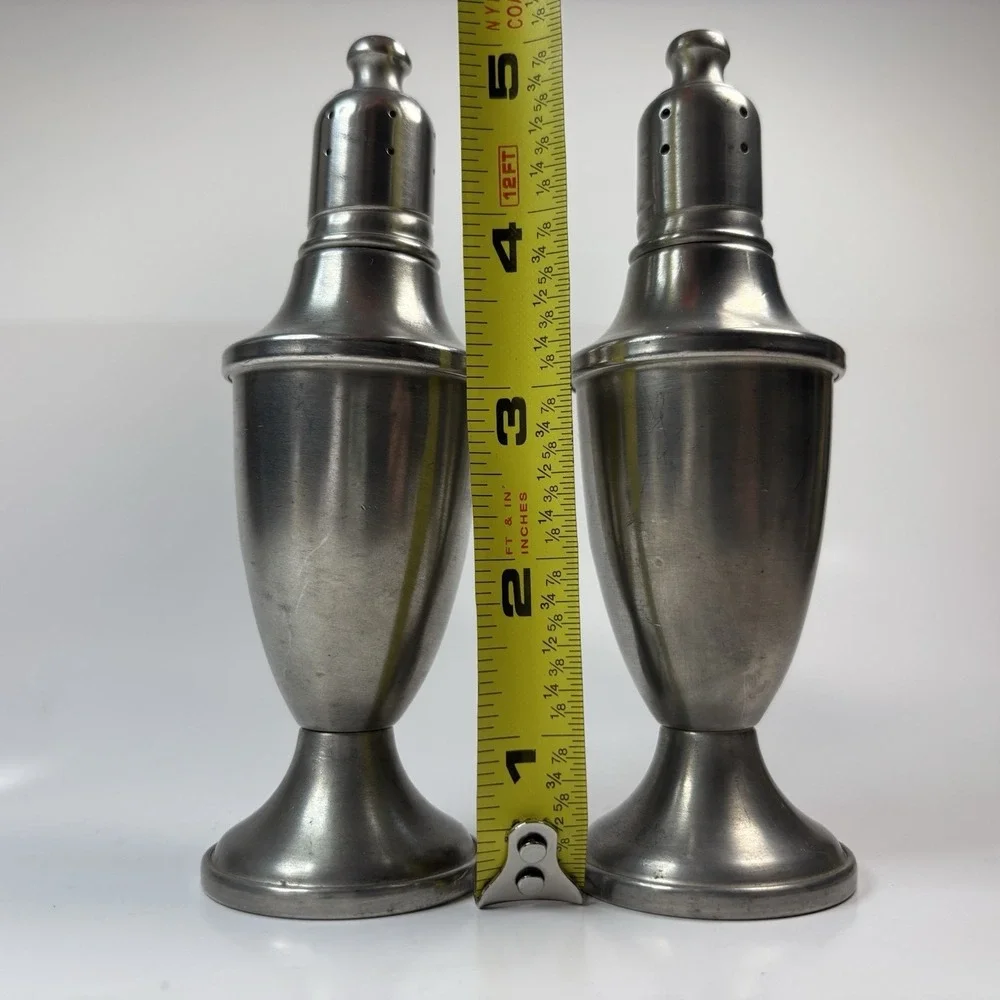 Vintage Weighted Pewter Salt‎ And Pepper Shakers By Web